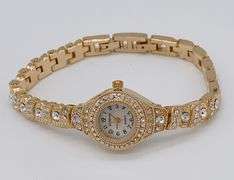 LADIES GENEVA & GEMSTONE WATCH-18KT GP