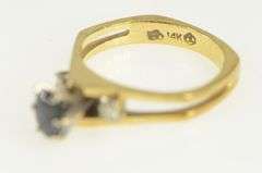 14K Yellow Gold 1950's Natural Sapphire Diamond Engagement Ring