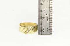 14K Yellow Gold Diamond Inset Wavy Design Men's Wedding Ring