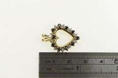 10K Yellow Gold Diamond Sapphire Classic Heart Vintage Love Pendant