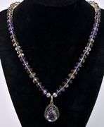 Amethyst Pendant with Amethyst Beads In Sterling Silver