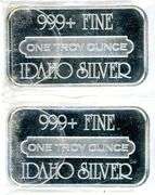 2 One Ounce .999 Pure Silver Bars