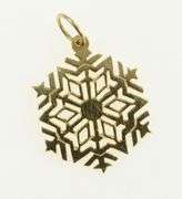 14K Yellow Gold Snow Flake Winter Motif Holiday Season Charm/Pendant
