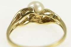 10K Yellow Gold Pearl Diamond Accent Vintage Statement Ring