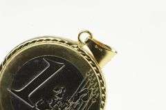 14K Yellow Gold 2002 1 Euro Coin Bezel Statement Pendant