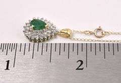 Outstanding Emerald And Diamond Pendant Necklace In Yellow Gold