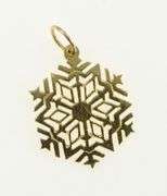 14K Yellow Gold Snow Flake Winter Motif Holiday Season Charm/Pendant