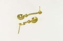 14K Yellow Gold Round Circle Striped Dangle Vintage Statement Earrings