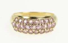 14K Yellow Gold Domed Pave Pink Topaz Statement Band Ring
