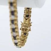 18Kt Gold Plated Natural Kashmir Midnight Blue Sapphire & Diamond Bracelet