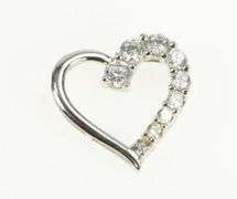 10K White Gold Heart Graduated CZ Love Symbol Valentine Charm/Pendant
