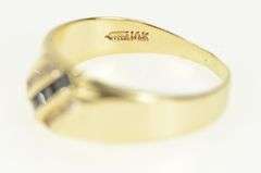 14K Yellow Gold Princess Sapphire Diamond Slanted Men's Ring