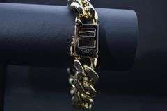 Huge 130 Gram 14 KT Gold Plated Cuban Link Bracelet