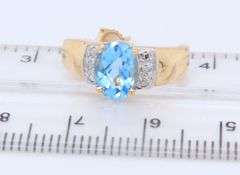 Blue Topaz and White Sapphire Pendant with Aquamarine and Sapphire Earrings