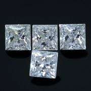 GROUP LOT OF 4X MATCHING PRINCESS CUT NATURAL DIAMONDS- D/E COLOR! VVS1!
