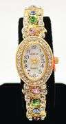 Ladies Geneva & Gemstone Watch, 18kt Yellow GP Cuff