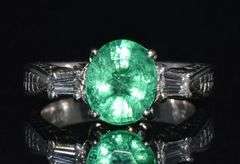 COLOMBIAN EMERALD AND DIAMOND RING IN SOLID PLATINUM