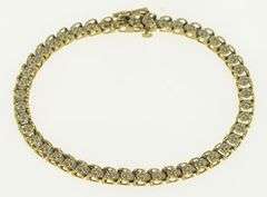 10K Yellow Gold Classic Diamond Squared Link Tennis Bracelet