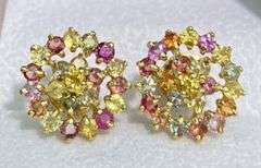 GORGEOUS 14KT SOLID YELLOW GOLD EARRINGS WITH NATURAL SAPPHIRES!