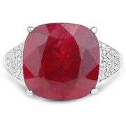 Impressive Rhodium Plated 14 Ct Natural Ruby Ring