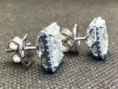 GORGEOUS 18K WHITE GOLD 4.0 CARAT PRINCESS CUT DIAMOND STUD EARRINGS