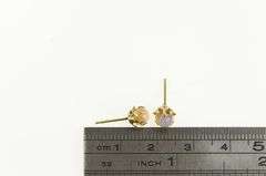 14K Yellow Gold Retro Sim. Opal Classic Round Scalloped Stud Earrings