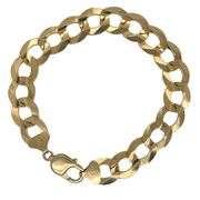 14K YELLOW GOLD FLAT MIAMI CUBAN LINK CHAIN BRACELET 12MM