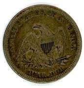 1857 No Motto Liberty Seated Quarter