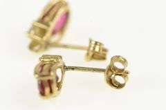 10K Yellow Gold Syn. Ruby Diamond Accent Stud Vintage Earrings