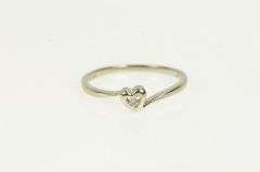10K White Gold Diamond Heart Love Solitaire Promise Classic Ring