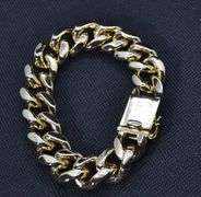 Huge 130 Gram 14 KT Gold Plated Cuban Link Bracelet