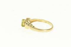 14K Yellow Gold Oval Peridot Scalloped Bypass Statement Ring