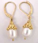 Vermeil Pearl Dangle Earrings In Sterling Silver