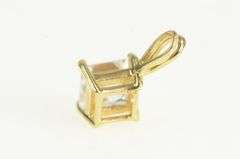 14K Yellow Gold Princess Solitaire Cubic Zirconia Vintage Pendant