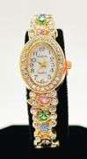 Ladies Geneva & Gemstone Watch, 18kt Yellow GP Cuff