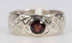 Sterling Silver Natural Garnet Gemstone Ring Size 9