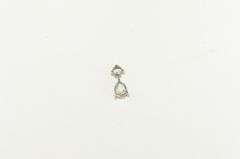 14K White Gold Pear & Round Cubic Zirconia Vintage Charm/Pendant