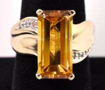 Stunning Citrine And Diamond Ring in Yellow Gold