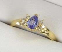 14K Yellow Gold Pear Tanzanite Diamond Engagement Ring
