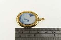 14K Yellow Gold Agate Mother & Child Photo Picture Locket Pendant
