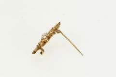14K Yellow Gold Victorian Sun Swirl Flower CZ Statement Pin/Brooch