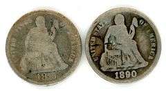 1875 & 1890 Seated Liberty Silver Dimes