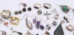 Group Lot of Vintage 925 Sterling Silver Earrings