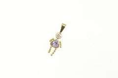 14K Yellow Gold February Birthstone Baby CZ Charm/Pendant