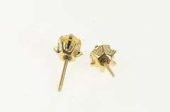 14K Yellow Gold Retro Sim. Opal Classic Round Scalloped Stud Earrings