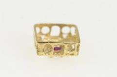 10K Yellow Gold Ruby Floral Filigree Slide Bracelet Charm/Pendant