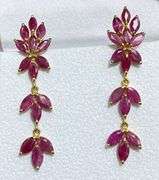9.0 CARAT RUBY EARRINGS IN 14KT SOLID YELLOW GOLD