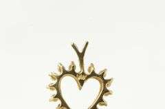 14K Yellow Gold Diamond Heart Vintage Classic Love Symbol Pendant