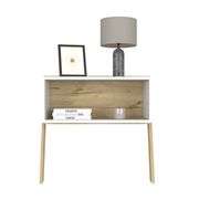 Elegant Nightstand One Shelf White/Light Oak