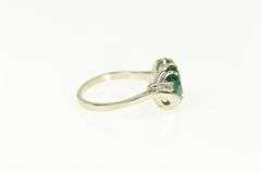 14K White Gold 1950's Syn. Emerald CZ Accent Vintage Bypass Ring